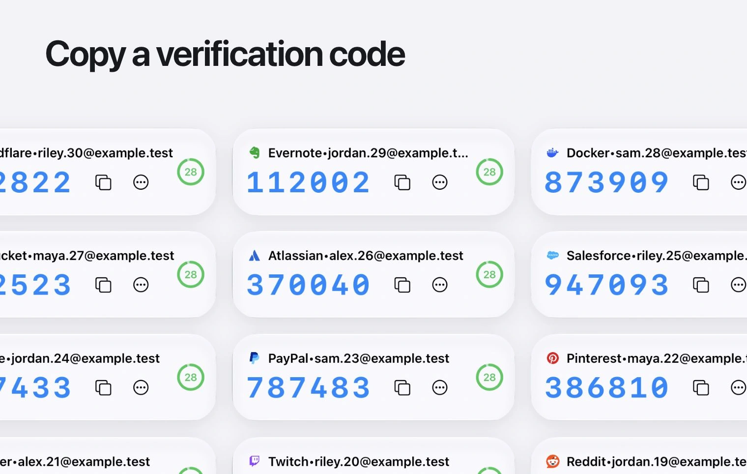 Verification codes and countdown indicators