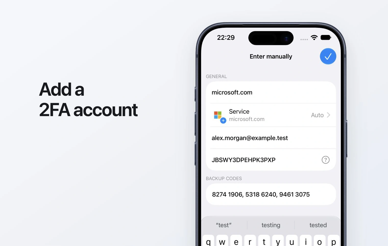 Saved accounts and their verification codes on iPhone